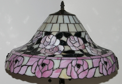 Lamps #0073  "2002 Tiffany Style Pink Rose Table Lamp"