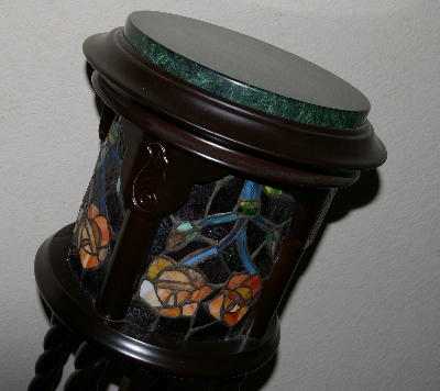 Lamps #0061  "2003 Tiffany Style Stained Glass Rose Pedestal Lamp"