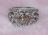 +Lamps II #0136  "14K White Gold Champagne & White Diamond Center Flower Ring"