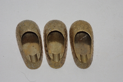 +Lamps II #0063  "1960's Set Of 3 Brass Shoe Ashtrays"