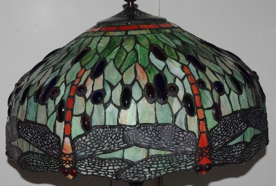 LAMPS II #0271  "2002 Tiffany Style Dragonfly Stained Glass Table Lamp"
