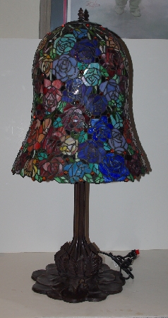 LAMPS II #0336  "2004 Tiffany Style "Roses" Table Lamp"