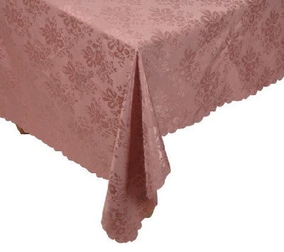 +MBA # H515 "Mauve Stain Resistant Floral Jacquard Table Cloth"