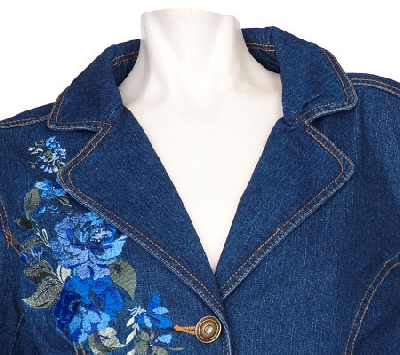 +MBAMG #79Blue "Denim & Co Blue Denim Embroidered Jacket"