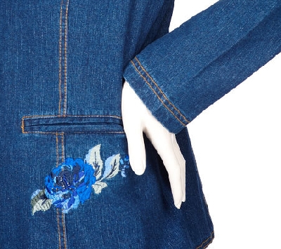 +MBAMG #79Blue "Denim & Co Blue Denim Embroidered Jacket"
