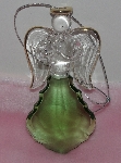 +MBA #1313-87    "Set Of 2 Faceted Glass Angel Ornaments "Green"