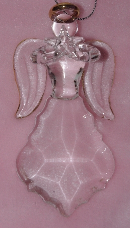 +MBA #1313-100   "Clear Set Of 2 Faceted Glass Angel Ornaments"