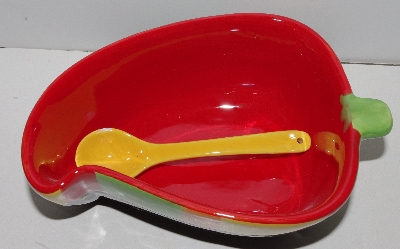 +MBA #113-111   "Ceramic Chili Pepper Serving Bowl With Spoon"