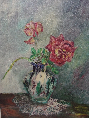 +MBA #1313-277    "Framed 1963 Vase With Roses Print"