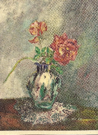 +MBA #1313-277    "Framed 1963 Vase With Roses Print"