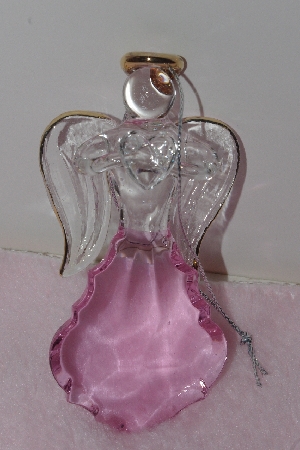 +MBA #1313-61  "Pink Set Of 2 Faceted Glass Angel Ornaments"
