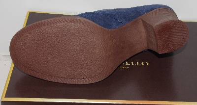 +MBA #1515-117    "Tignanello Suede Navy Lace-Up Oxford Shooties With Stacked Heels"