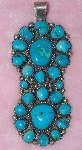 +MBA #1616-287  "Large Blue Turquoise 22 Stone Pendant"