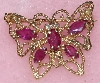 +MBA #1616-320  "Small 14K Yellow Gold Diamond & Ruby Butterfly Pin"