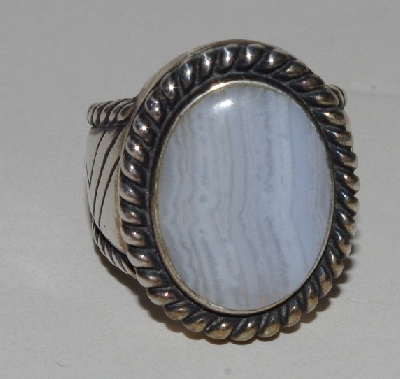 +MBA #1616-193  "Fancy Blue Lace Agate Sterling Ring" 