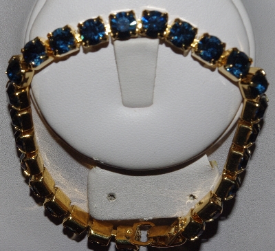+MBA #1616-0036  "Gold Plated Blue CZ Bracelet"