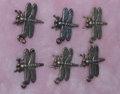 +MBA #1616-0027  "Set Of 6 Sterling Dragonfly Pendant/Charms"