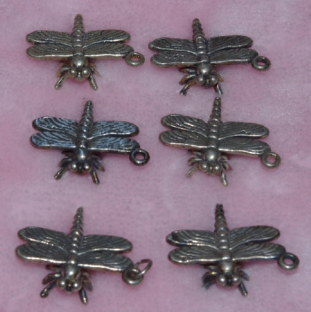 +MBA #1616-0027  "Set Of 6 Sterling Dragonfly Pendant/Charms"