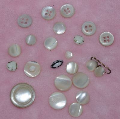 MBA #1616-0164  "Vintage Lot Of 74  White Shell Buttons