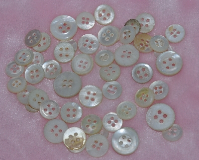 MBA #1616-0164  "Vintage Lot Of 74  White Shell Buttons