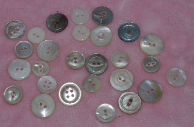 MBA #1616-0061  "Vintage Lot Of 27 White Shell Buttons"