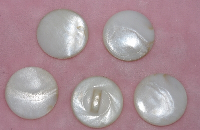 MBA #1616-0067  "Vintage Large Lot Of 5 White Shell Buttons"