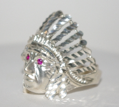 +MBA #1818-0025  "Sterling Free Form Laser Cut Indian Head Ring"