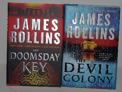 +MBA #2020-0015  "James Rollins "The Devil Colony" & "The Doomsday Key" Hard Cover Books"