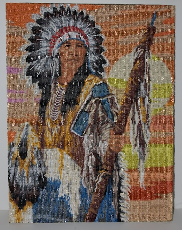 MBA #2020-0082  "L' Indien" Hand Beaded Tapestry"