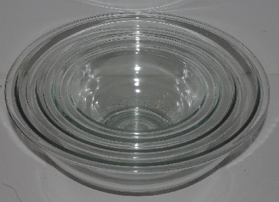 +MBA #2323-0012  "1990's Pyrex Set Of 4 Clear Glass Nesting Mixing Bowls"