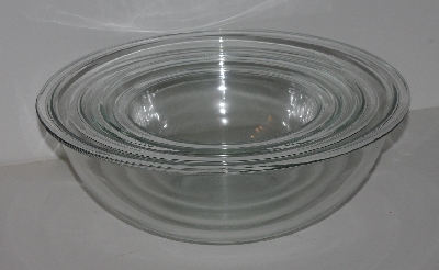 +MBA #2323-0012  "1990's Pyrex Set Of 4 Clear Glass Nesting Mixing Bowls"