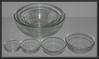 +MBA #2323-0017  "Duralex Set Of 8 Clear Glass Stackable Bowls"