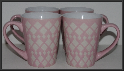 +MBA #2323-0054  "Set Of 4 Pink & White Coffee/Tea Cups"