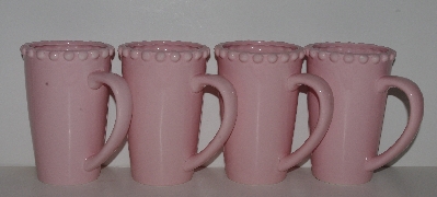 +MBA #2323-0057  "Set Of 4 Pink Ceramic I. Godinger & Co Coffee Cups"