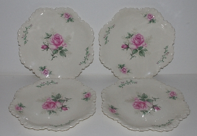 +MBA #2323-0101  "Set Of 4 Pink Rose Bavarian Style Dinner Plates"