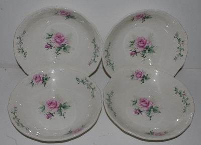 +MBA #2323-0089  "Set Of 4 Pink Rose Bavarian Style Soup/Salad Bowls"