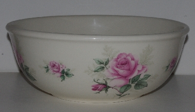 +MBA #2323-0128  "Large Pink Rose Ceramic Mixing Bowl"