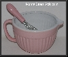 +MBA #2323-0105  "Lillian Vernon Pink Creamic Batter Bowl & Whisk"