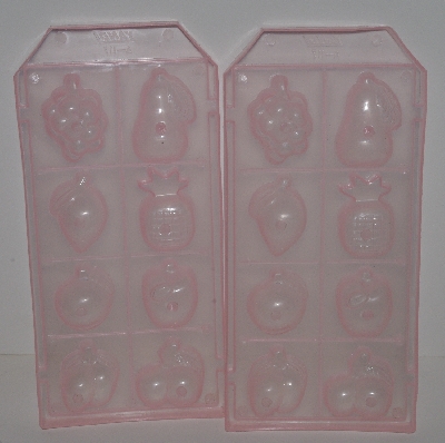 +MBA #2424-0114  "Set Of 4 Pink Plastic Fruit Ice Cube Trays"