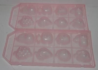 +MBA #2424-0114  "Set Of 4 Pink Plastic Fruit Ice Cube Trays"