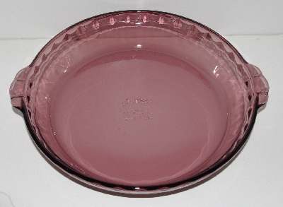 +MBA #2424-0030  "1987 Set of 3 Pyrex Cranberry Glass Pie Plates"