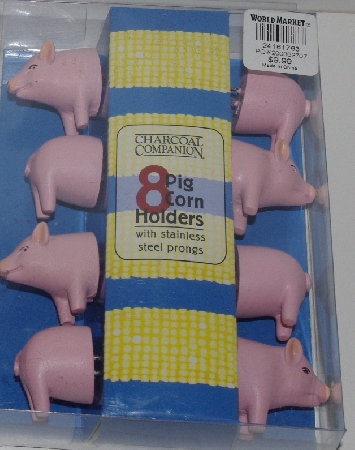 +MBA #2525-0007  " 2008 Set Of 8 Pink Pig Corn Holders"