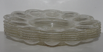 +MBA #2525-0082  " 1990's Set Of 5 Clear Plastic Deviled Egg Dishes"