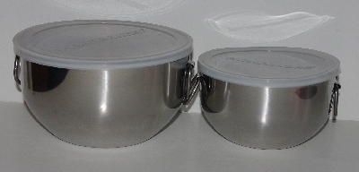 +MBA #2525-0215  "Farberware Set Of 2 Stainless Steel Beater Bowls With Lids"