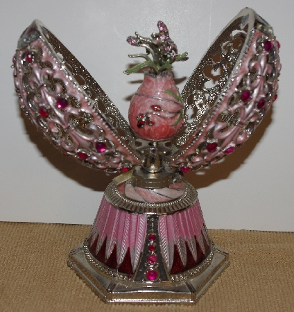 +MBA #1818-240  "Large Jeweled Pink Music Box Egg