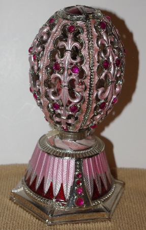 +MBA #1818-240  "Large Jeweled Pink Music Box Egg