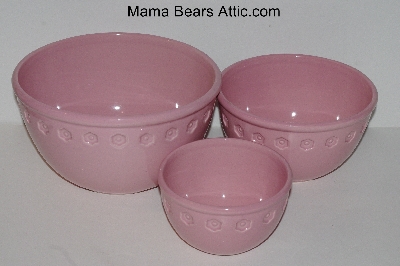 +MBA #2626-0070  " 2005 Set Of 3 Pink Chantal Ceramic Nesting Mixing Bowls"