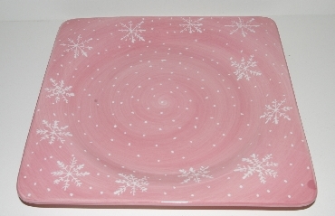 +MBA #2626-0156  "Gates Ware Fancy Pink Ceramic Snow Flack Platter"