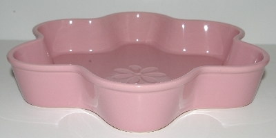 +MBA #2626-181  "2005 Pink Chantel Ceramic Flower Shaped Pie Dish"
