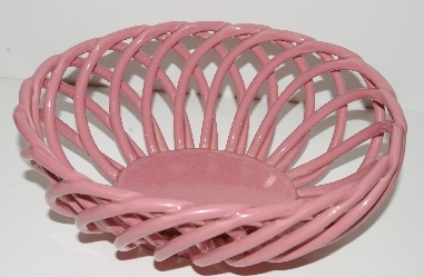 "SOLD" MBA #2626-195  "Pink Ceramic Bread Basket"